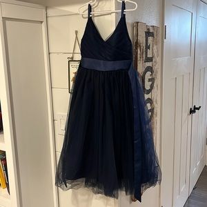 Navy Blue flower girl bridesmaid dress pageant
